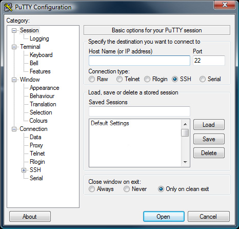 Putty configuration