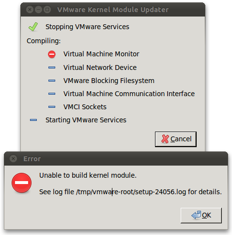 vmware player memory error on ubuntu